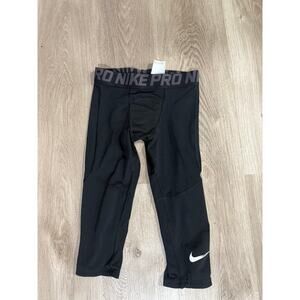 Nike Pro Boys 3/4 Length Training Tights, Size Small, Unisex, Black